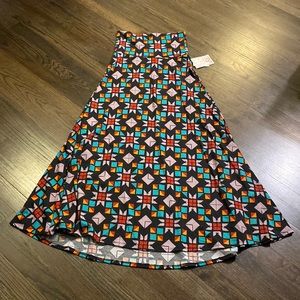 LuLaRoe Maxi Skirt XS Black Gray Patterned NEW NWT